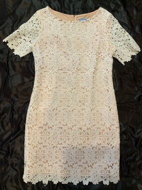 ANTONIO MELANI Blush Lace Midi Dress